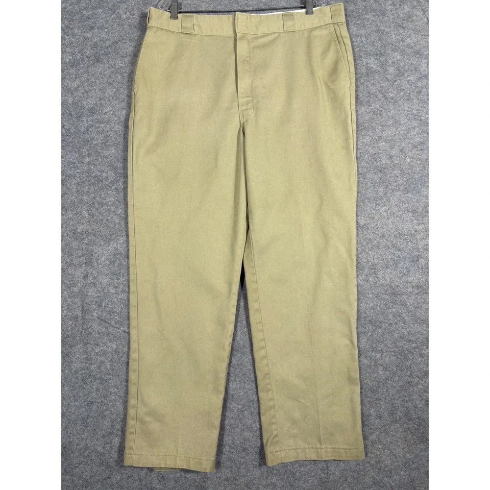 Dickies Men Khaki Straight Fit Work‎ Pants Casual Chino Size 38x32